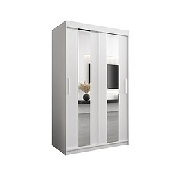 Abiks Meble Armoire Pole à portes coulissantes 200/120/62 2 portes (blanc/blanc)