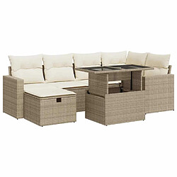 vidaXL Salon de jardin avec coussins 7 pcs beige résine tressée