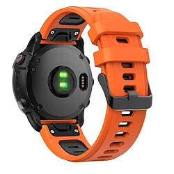 Bracelet en silicone Sangle à dégagement rapide bicolore orange/noir pour votre Garmin Fenix 6