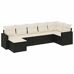 Maison Chic Salon de jardin 7 pcs avec coussins | Ensemble de Table et chaises | Mobilier d'Extérieur noir résine tressée -GKD22454