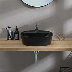 Kiamami Valentina LAVABO DE MEUBLE ROND EN CÉRAMIQUE NOIRE MATE pas cher