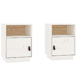 vidaXL Tables de chevet 2 pcs Blanc 40x34x55 cm Bois de pin massif