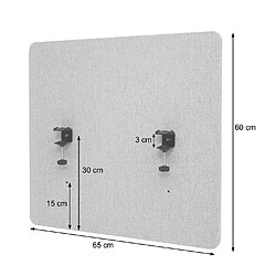 Avis Mendler Paroi de séparation acoustique HWC-G75, Protection visuelle pour bureau, panneau, tissu ~ 65x60cm, gris