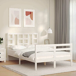 Avis Maison Chic Cadre/structure de lit avec tête de lit pour adulte - Lit Moderne Chambre blanc petit double bois massif -MN30860