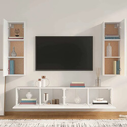 Avis Maison Chic Ensemble de meubles TV 4 pcs | Banc TV Moderne pour salon | Meuble de Rangement - Blanc Bois d'ingénierie -MN41159