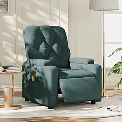 vidaXL Fauteuil de massage inclinable électrique Vert foncé Tissu