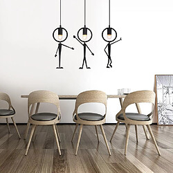 Avis Universal 50cm pendentif en fer en fer petit lustre de jardin, LED dessin animé chambre enfant lustre en fer forgé, balançoire petit homme lustre noir(Le noir)