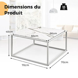 Avis Helloshop26 Table basse carrée moderne avec dessus de table en faux marbre et structure en acier blanc 20_0009323