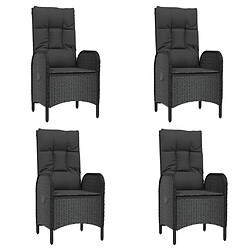 Acheter Maison Chic Mobilier à dîner 5 pcs de jardin avec coussins - Ensemble table et chaises d'extérieur - Salon/Mobilier de jardin classique Noir Résine tressée -MN62963