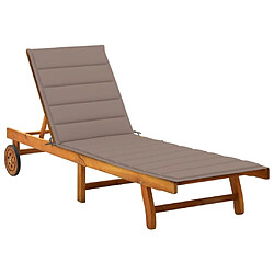 vidaXL Chaise longue de jardin avec coussin Bois d'acacia solide 