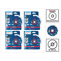 Bosch Expert X-LOCK Disque à tronçonner diamant pour métal, 125 x 22,23 mm pour meuleuse d'angle X-LOCK, 4 pcs. (4x 2608900533)