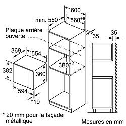 Micro-ondes encastrable 25l 900w blanc - bfl550mw0 - BOSCH