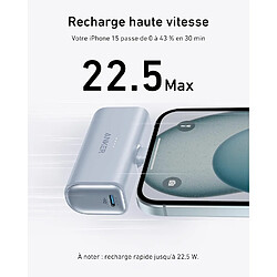 SANAG Nano Power Bank, Mini Chargeur Portable Avec Connecteur Usb-C Pliable Intégré, Batterie 5 000 Mah 22,5 W, Pour Samsung Série S22/23, Série Note20, Lg, Huawei, Ipad Pro/Air, Airpods, Etc.(Bleu)