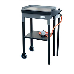 Visiodirect Barbecue Planche à gaz avec Chariot en Acier inoxydable coloris noir - 59 x 41 x 90 cm pas cher