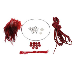 Acheter Kits Matériel Dream Catcher DIY Boucle En Fer, Cordon En Daim, Plume, Perles Rouges