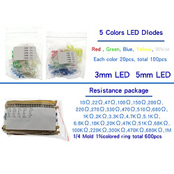 Kit de Composants électroniques Diodes LED Condensateurs Résistances 1490pcs En Boîte pas cher