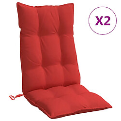 vidaXL Coussins de chaise à dossier haut lot de 2 rouge tissu oxford