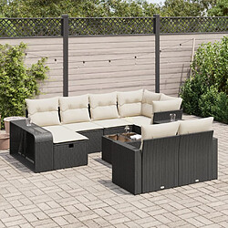 vidaXL Salon de jardin 11 pcs avec coussins noir résine tressée