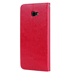 Avis Wewoo Housse Coque Étui en cuir avec rabat horizontal relief Rose pour Samsung Galaxy J4 Plus, support, logements pour cartes et portefeuille (rouge)