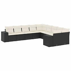 Maison Chic Salon de jardin 10 pcs avec coussins | Ensemble de Table et chaises | Mobilier d'Extérieur noir résine tressée -GKD60165