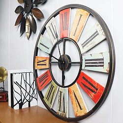 Métal Horloge Murale Grand Horloge Silencieuse 67cm avec Grand Chiffres Romains Fer Horloges pour Salon Cuisine Café Maison bureau Décor