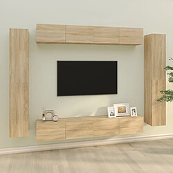 Maison Chic Ensemble de meubles TV 8 pcs | Banc TV Moderne pour salon | Meuble de Rangement - Chêne sonoma Bois d'ingénierie -MN82575