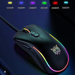 Universal Souris de jeu câblée haute performance, 7200 dpi, RVB, poids réglables