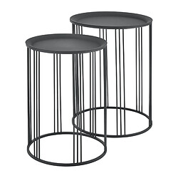 Set de 2 Tables Gigognes Morristown Métal Noir Plusieurs Tailles [en.casa]