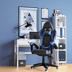 RATTANTREE Chaise de Gaming Ergonomique, Fauteuil gamer, Dossier Inclinable à 155, avec Lombaire&Appui-Tête Appui, chaise gamer, PU Cuir Chaise Bureau, fauteuil gamer, chaise bureau gaming, Noir Bleu