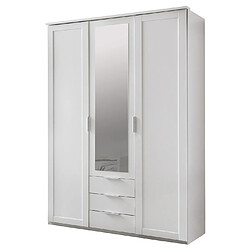 Pegane Chambre à coucher complète enfant (lit 90x200cm + chevet + armoire + commode) coloris blanc