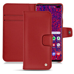 Housse cuir Samsung Galaxy S10+ - Rabat portefeuille - Rouge ( Nappa - Pantone #d50032 ) - NOREVE