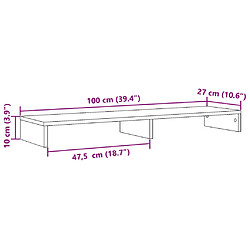 vidaXL Support de moniteur chêne artisanal 100x27x10cm bois ingénierie pas cher