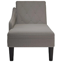 Avis vidaXL Fauteuil long avec coussin et accoudoir droit taupe tissu