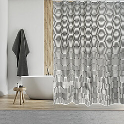 MSV Rideau de douche Polyester WAVE 180x200cm QUALITÉ PREMIUM Gris - Anneaux inclus