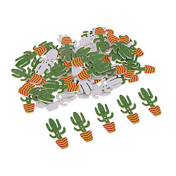 50pcs 2 trous en bois boutons décoratifs boutons décoratifs mignons dessin animé cactus type d pas cher