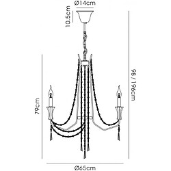 Luminaire Center Chandelier sans abats jours Armand Or français 6 ampoules 98cm