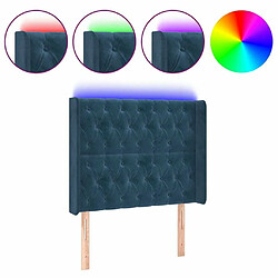 Maison Chic Tête de lit scandinave à LED,meuble de chambre Bleu foncé 93x16x118/128 cm Velours -MN42918