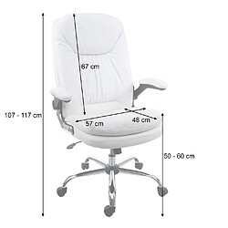 Mendler Chaise de bureau HWC-F81 fauteuil directorial pivotant, ressorts en spirale, similicuir ~ blanc