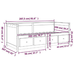 vidaXL Lit de jour sans matelas 100x200 cm bois de pin massif pas cher