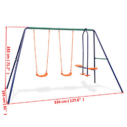 Acheter vidaXL Ensemble de balançoires avec 4 sièges Orange