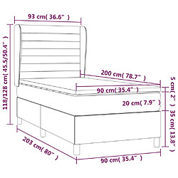 vidaXL Sommier à lattes de lit avec matelas Crème 90x200 cm Tissu pas cher