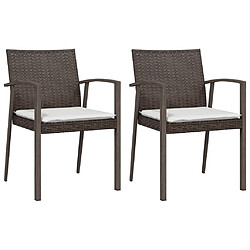 vidaXL Chaises de jardin coussins lot de 2 marron 56,5x57x83 cm rotin