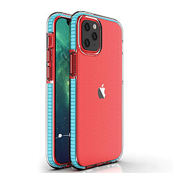 Ozzzo spring coque housse de protection en gel tpu transparent avec cadre colore pour iphone 13 pro max bleu clair