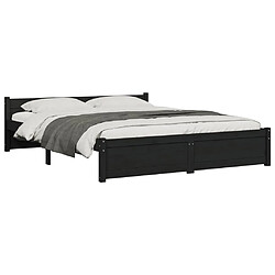 Avis vidaXL Cadre de lit sans matelas noir bois massif 150x200 cm