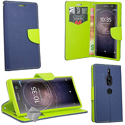 Htdmobiles Housse etui portefeuille pour Sony Xperia XZ2 Premium + film ecran - BLEU / VERT