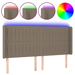 vidaXL Tête de lit à LED Taupe 163x16x118/128 cm Tissu