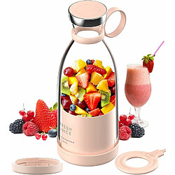 Vendos85 Blender Portable électrique Smoothie de 0,35L Rechargeable USB + couvercle rose