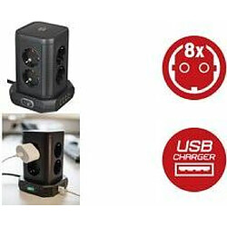 Brennenstuhl Steckdosenturm 8fach + 4xUSB, schwarz