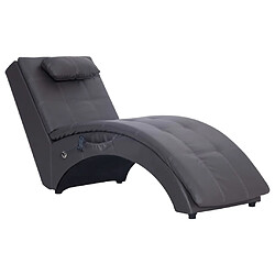 Maison Chic Chaise longue de massage avec oreiller| Bain de soleil Relax | Transat Gris Similicuir -GKD11931