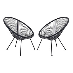 Vente-Unique Lot de 2 fauteuils de jardin en fils de résine tressés Noir - ALIOS III de MYLIA